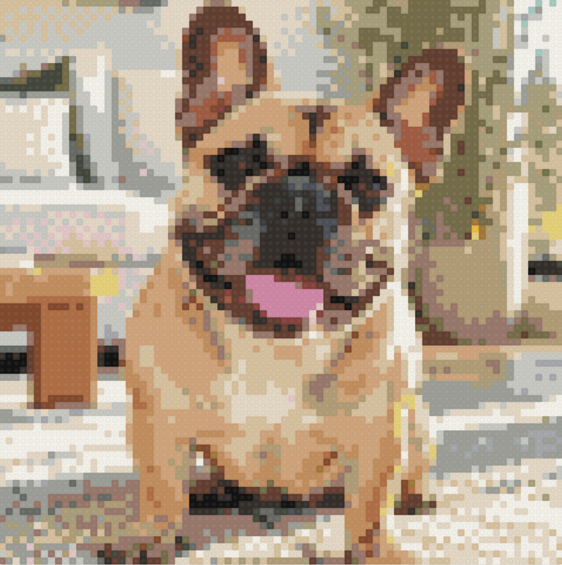 Custom brick mosaic portrait of a French Bulldog