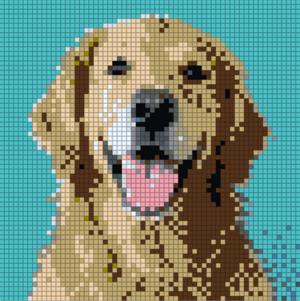 3 × 3 brick mosaic portrait of a golden retriever