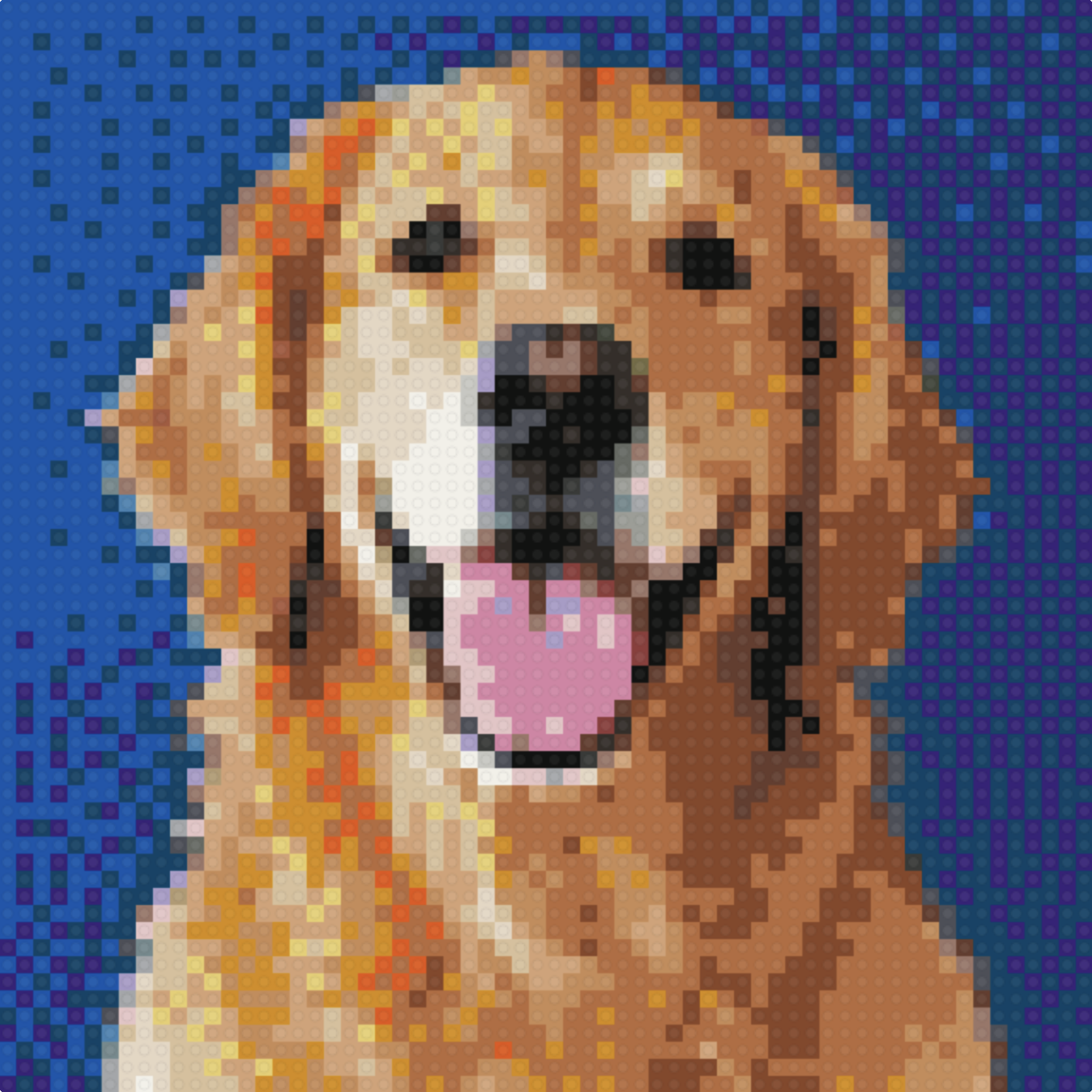 Pixel portrait of a dog