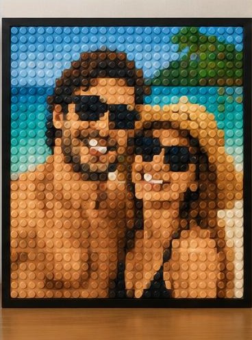 Vacation Memory photograph transformed into a round-brick mosaic