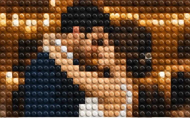 First Dance photograph transformed into a round-brick mosaic
